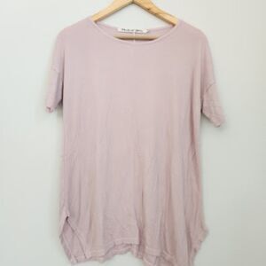 Michael Stars Ribbed Relaxed Tee in Dusty Mauve | Size OS